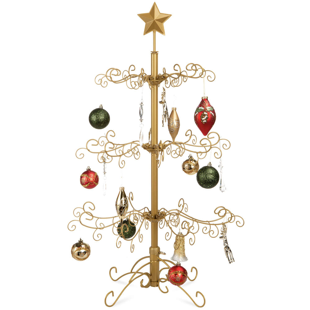 Best Choice Products 3ft Wrought Iron Ornament Display Christmas Tree w/ Easy Assembly Stand - Gold